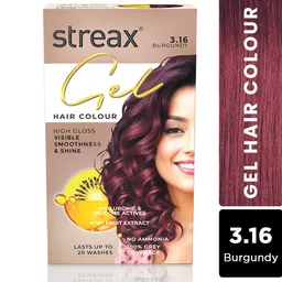 Streax 100% Grey Coverage Long Lasting Gel Hair Colour 150ml - Burgundy 3.16-54