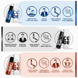 Wild stone Men Set of Code Chrome + Copper + Titanium Body Perfume Deodorants - 150ml Each image 3