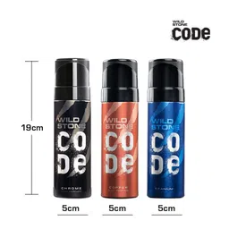 Wild stone Men Set of Code Chrome + Copper + Titanium Body Perfume Deodorants - 150ml Each image 4