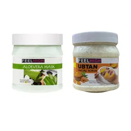 FEELHIGH Face & Body Aloe Vera Mask  500ml & Ubtan Scrub 500ml-55