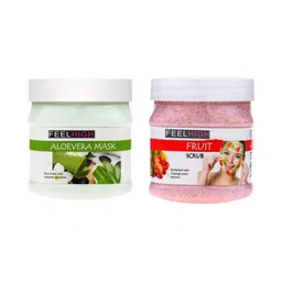 FEELHIGH Set Of 2 Face & Body Aloevera Mask & Fruit Scrub-500ml Each-25