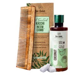 Nat Habit Kacchi Neem Wood Comb & Pure Cold Pressed Castor Oil 200ml-14