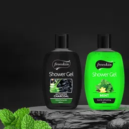 Freeskin Unisex Pack of 2 Charcoal & Mint shower Gel 400 ml-picture-3