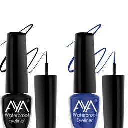 AYA Set Of 2 Long Lasting 24 Hrs & Waterproof Liquid Eyeliner 5ml Each - Black + Blue-45
