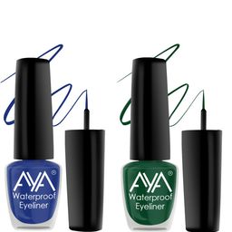AYA Set Of 2 Long Lasting 24 Hrs & Waterproof Liquid Eyeliner 5ml Each - Blue + Green-18