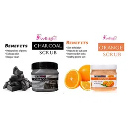 FEELHIGH Set of Orange & Charcoal Face Scrubs - 500 ml Each image 2