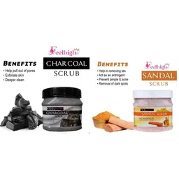 FEELHIGH Set of Sandal & Charcoal Face Scrubs - 500 ml Each image 2