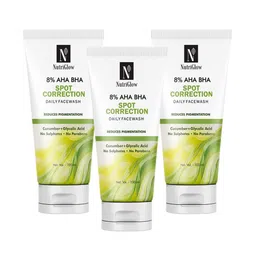 NutriGlow Set of 3 8% AHA BHA Spot Correction Daily Face Wash with Cucumber - 100 ml each-3