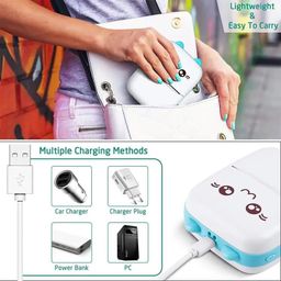 morovik Mini Bluetooth Thermal Printer (1Year Warranty) Portable Label Printer Inkfree Printer for Android & iOS System, Black on White Thermal Printer 5 Roll of Print Paper, Stickers,Blue (Style 5) image 4