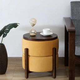 woodsworth from pepperfry Pessac Sheesham Wood Stool Cum End Table In Walnut Finish-picture-44
