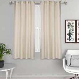 the conversion Cream Solid Jute 5 Ft Light Filtering Eyelet Window Curtains (Set of 2)-picture-21