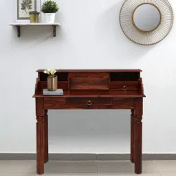 mudramark from pepperfry Amigo Sheesham Wood Writing Table in Scratch Resistant Honey Oak Finish-picture-28