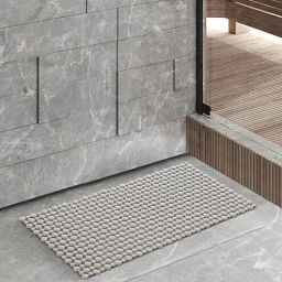 obsessions Taupe Solid PVC 33x16 Inches Antiskid Shower Bath Mat-picture-11