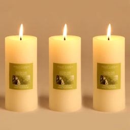 hosley Sweet Pea Jasmine Aroma Set Of 3 Wax Pillar Candles-picture-1