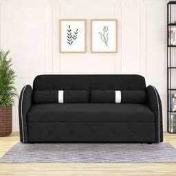 home lifestylez Jayen 3 Seater Pull Out Sofa cum Bed In Black Colour-picture-9