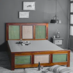 fabuliv Ellis King Size Bed In Vintage Teak Finish With Drawer Storage-picture-6