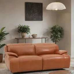 royaloak Venice Half Leather Motorized 3 Seater Recliner with USB Port in Brown Colour-picture-37