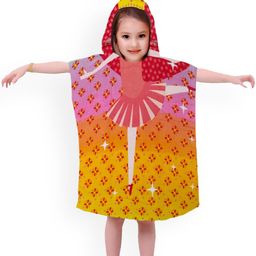 Athom Trendz Unisex Kids Pink & Orange Printed 350 GSM Cotton Hooded Bath Towel-15