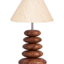 Aura Off White Wood Traditional Abstract Shaped Table Lamp-picture-34