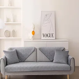 HomeCloud Grey 4 Pieces Chenille Sofa Covers-51