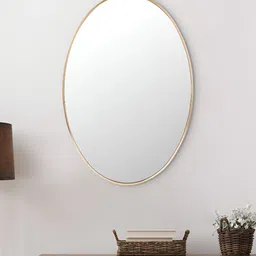 Home Centre Reflection Beige Oval Shaped Wall Mirror-17
