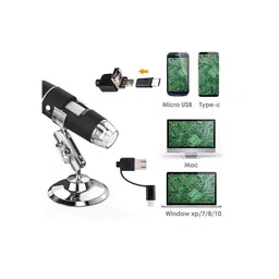 1600 X 3 in 1 USB Digital Microscope Camera Endoscope 8LED Magnifier with Stand 3-in-1 Type-c Electronic Magnifier Endoscope image 3