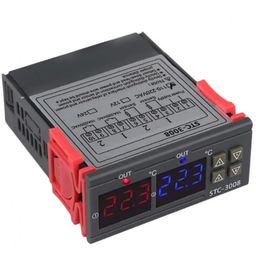 STC-3008 DC24V Dual Display Temperature Adjustable Temperature Controller with 1M Cable image 1