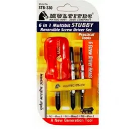 Multitec STB-330 6 In 1 Multibit Stubby Reversible Screw Driver Set image 3