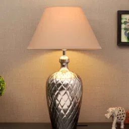 kapoor lampshades Margaux Premium Beige Cotton Shade Table Lamp With Nickel Base-picture-39