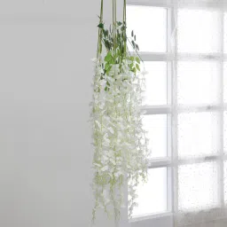 White Fabric & Plastic Artificial Hanging Orchid Flower by Arick Decor-picture-14