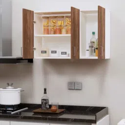 specialitypanels 3 Doors Modular Wall Mounted Kitchen Cabinet with Adjustable Shelf in Cochwood Brown & Highland Pine Finish-picture-20