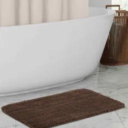 Dark Brown Solid 100% Polyester 27.5x19.6 Inches AntiSkid Bath Mat by Obsessions-picture-48