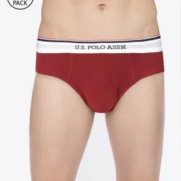 U.S. Polo Assn. Men Pack of 2 Maroon Pure Cotton Solid Briefs I666-006-P2-image-32