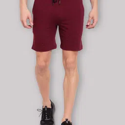 SPORTO Men Burgundy Regular Fit Solid Sports Shorts-image-96
