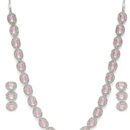 Peora Ruby & Cubic Zirconia Studded Necklace Set-image-97