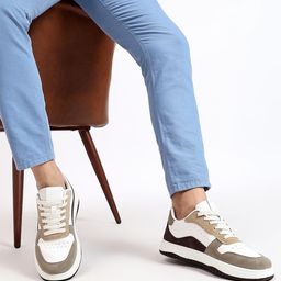 OZZOH Men Colourblocked Round Toe Lace-Ups Sneakers-image-6
