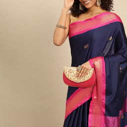 Mitera Woven Design Zari Silk Cotton Paithani Saree-image-42