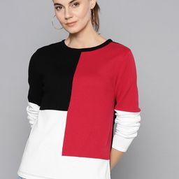STREET 9 Women Red & Black Colourblocked Sweater-image-71