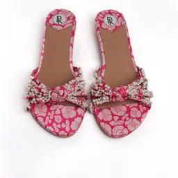 Preet Kaur Women Embellished Open Toe Leather Flats-13