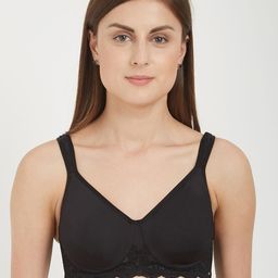 Soie Black Underwired Non Padded full coverage lace Bra FB-609-28