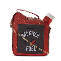 VISMIINTREND Red & Black Printed PU Structured Sling Bag-16