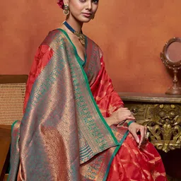 KALINI Woven Design Zari Banarasi Saree With Blouse Piece-picture-44