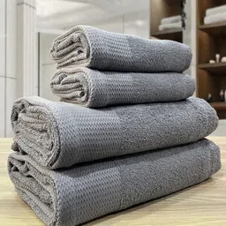 LABHAM Grey 4 Pieces 450 GSM Soft Pure Cotton Towel Set-17