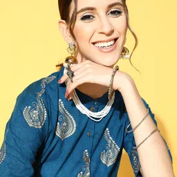 Indo Era Printed Cotton Blend Kurta Set-image-42