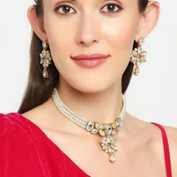 Anouk Kundan Studded & Pearls Beaded Jadau Jewellery Set-image-16
