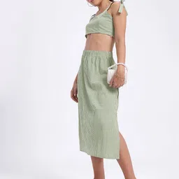 SZN Checked Crop Top with Midi Skirt Co-Ord Set-picture-12