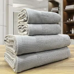 LABHAM Grey 4 Pieces 450 GSM Soft Pure Cotton Towel Set-16