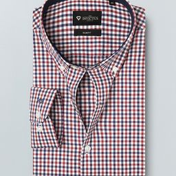 INVICTUS Men Navy Blue & Red Slim Fit Checked Formal Shirt-image-41