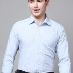 Park Avenue Men Blue Slim Fit Gingham Checks Formal Shirt-image-21