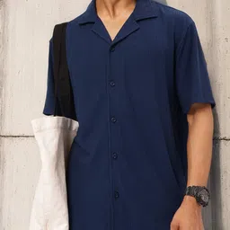 Kook N Keech Moody Minimalism Textured Short Sleeve Shirt-image-7